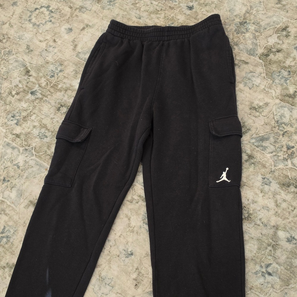 Jordan Boys XL Black Fleece Cargo Jogger Sweatpants Jumpman Logo 13-15 Years